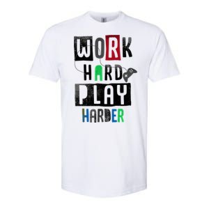 Video Games Work Hard Play Harder Gamer Softstyle CVC T-Shirt