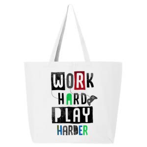 Video Games Work Hard Play Harder Gamer 25L Jumbo Tote