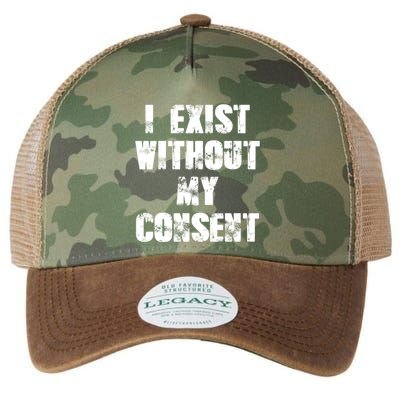 Vintage I Exist Without My Consent Funny Meme Frog Legacy Tie Dye Trucker Hat