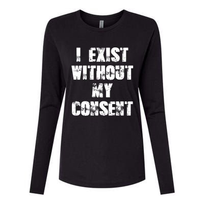 Vintage I Exist Without My Consent Funny Meme Frog Womens Cotton Relaxed Long Sleeve T-Shirt