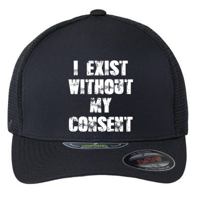 Vintage I Exist Without My Consent Funny Meme Frog Flexfit Unipanel Trucker Cap