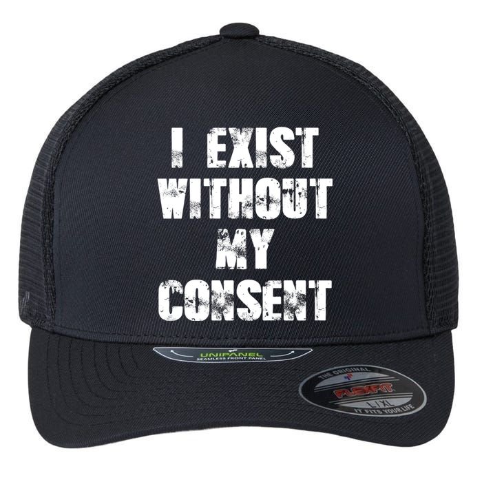 Vintage I Exist Without My Consent Funny Meme Frog Flexfit Unipanel Trucker Cap