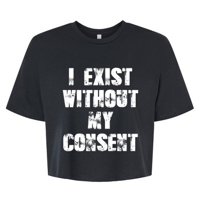 Vintage I Exist Without My Consent Funny Meme Frog Bella+Canvas Jersey Crop Tee