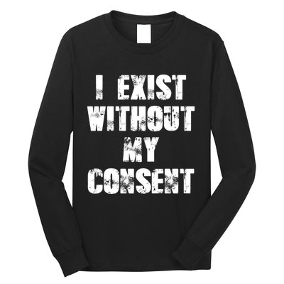 Vintage I Exist Without My Consent Funny Meme Frog Long Sleeve Shirt