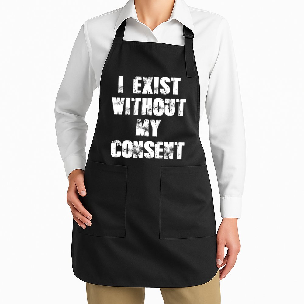 Vintage I Exist Without My Consent Funny Meme Frog Apron