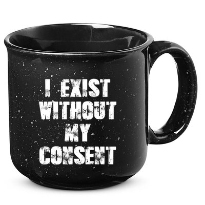 Vintage I Exist Without My Consent Funny Meme Frog 15oz Campfire Ceramic Mug