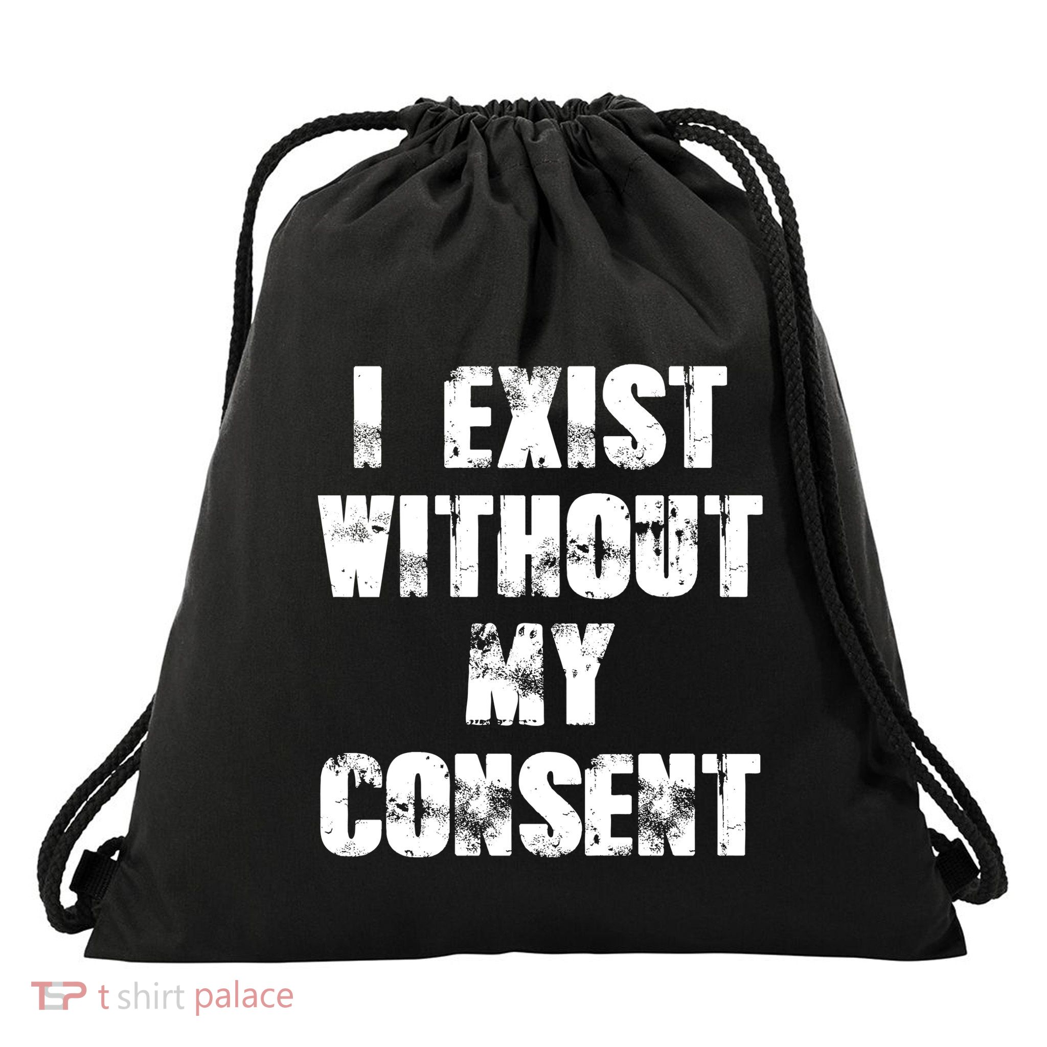 Vintage I Exist Without My Consent Funny Meme Frog Drawstring Bag