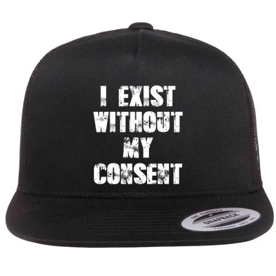 Vintage I Exist Without My Consent Funny Meme Frog Flatbill Hat
