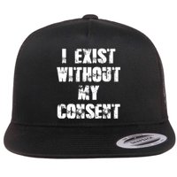 Vintage I Exist Without My Consent Funny Meme Frog Flat Bill Trucker Hat