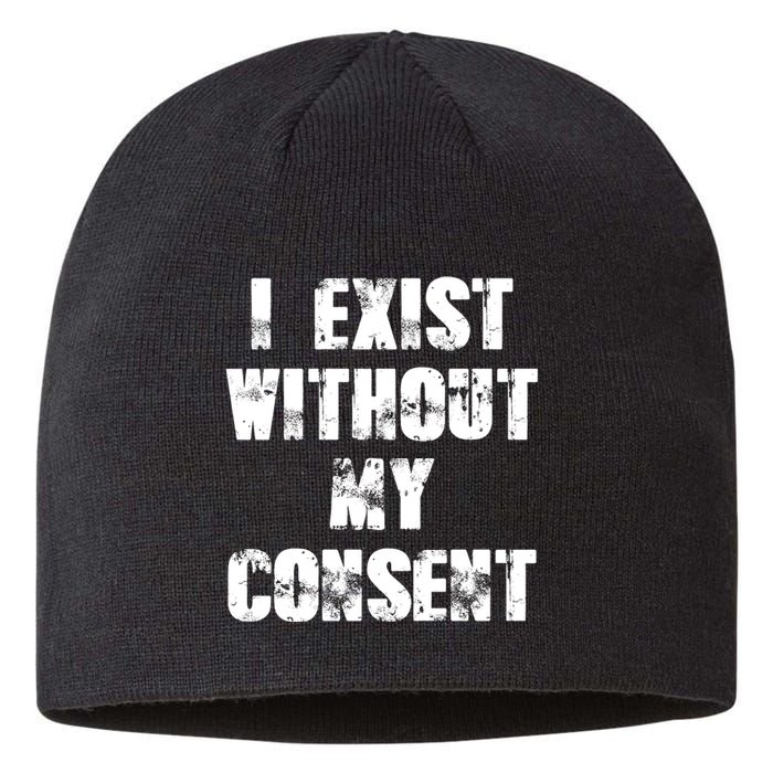 Vintage I Exist Without My Consent Funny Meme Frog Sustainable Beanie