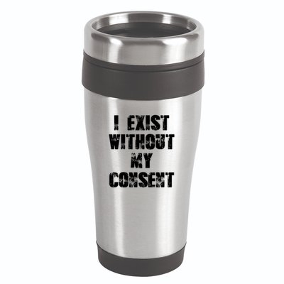 Vintage I Exist Without My Consent Funny Meme Frog 16oz Travel Tumbler