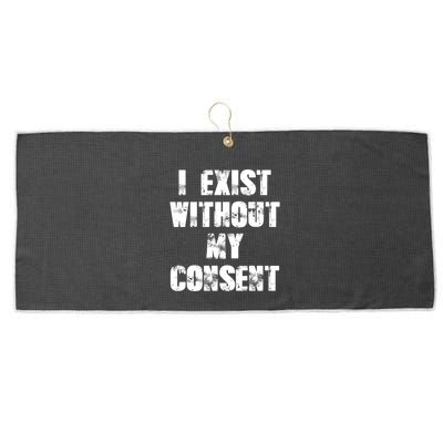 Vintage I Exist Without My Consent Funny Meme Frog Large Microfiber Waffle Golf Towel