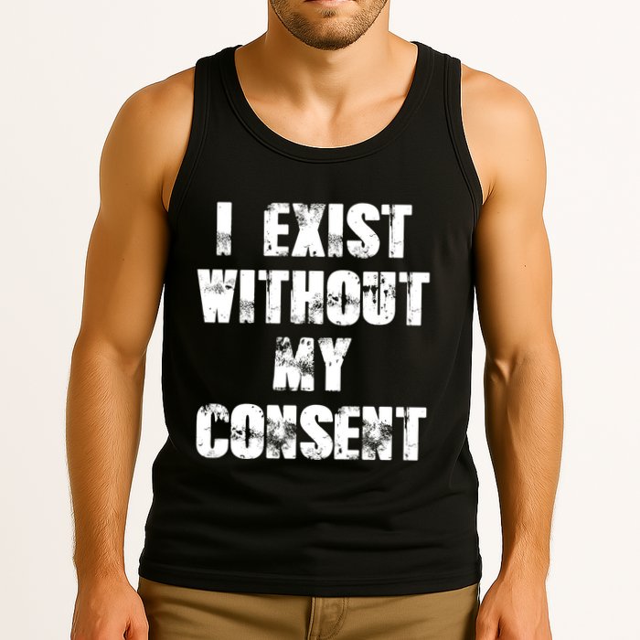 Vintage I Exist Without My Consent Funny Meme Frog Tank Top