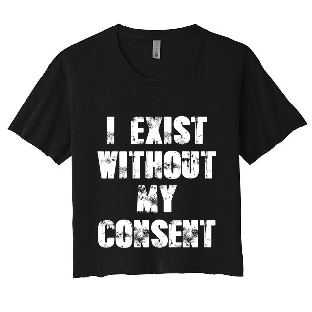 Vintage I Exist Without My Consent Funny Meme Frog Crop Top