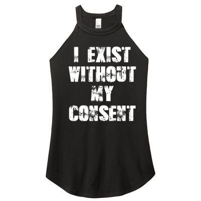 Vintage I Exist Without My Consent Funny Meme Frog Women’s Perfect Tri Rocker Tank