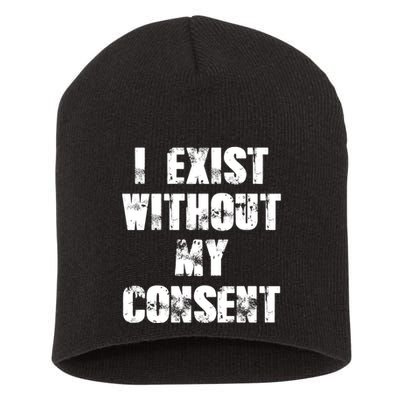 Vintage I Exist Without My Consent Funny Meme Frog Short Acrylic Beanie