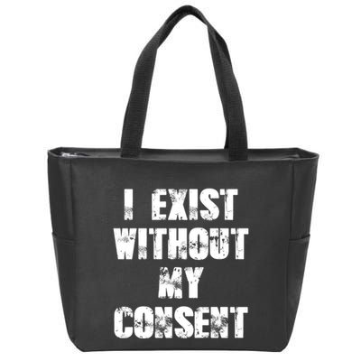 Vintage I Exist Without My Consent Funny Meme Frog Zip Tote Bag
