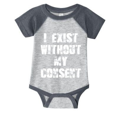 Vintage I Exist Without My Consent Funny Meme Frog Infant Baby Jersey Bodysuit