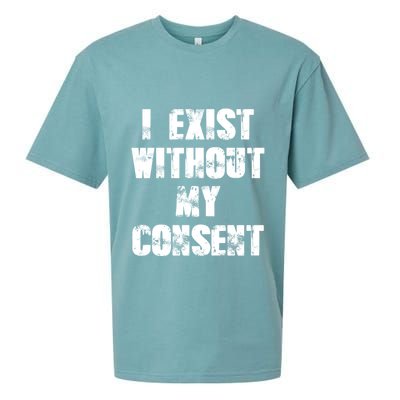 Vintage I Exist Without My Consent Funny Meme Frog Sueded Cloud Jersey T-Shirt