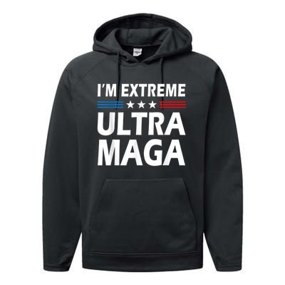 Vintage I'm Extreme Ultra Maga US Flag Trump Supporters Performance Fleece Hoodie