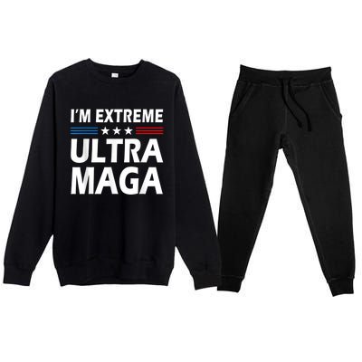 Vintage I'm Extreme Ultra Maga US Flag Trump Supporters Premium Crewneck Sweatsuit Set