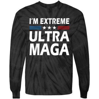 Vintage I'm Extreme Ultra Maga US Flag Trump Supporters Tie-Dye Long Sleeve Shirt