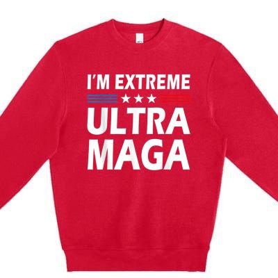 Vintage I'm Extreme Ultra Maga US Flag Trump Supporters Premium Crewneck Sweatshirt