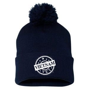 Vietnam Vet Stamp Pom Pom 12in Knit Beanie