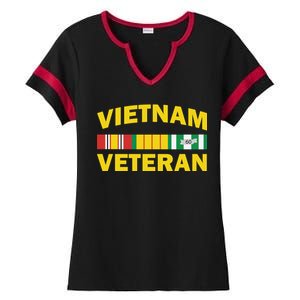 Vietnam Veteran Flag Logo Ladies Halftime Notch Neck Tee