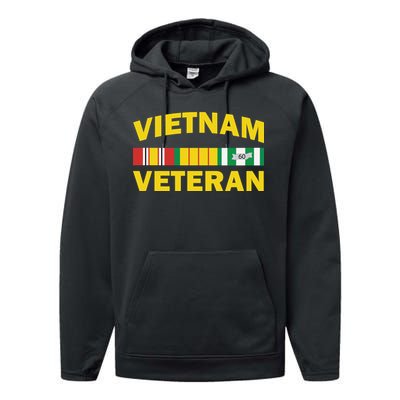 Vietnam Veteran Flag Logo Performance Fleece Hoodie