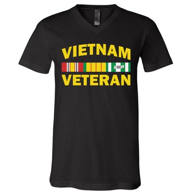 Vietnam Veteran Flag Logo V-Neck T-Shirt