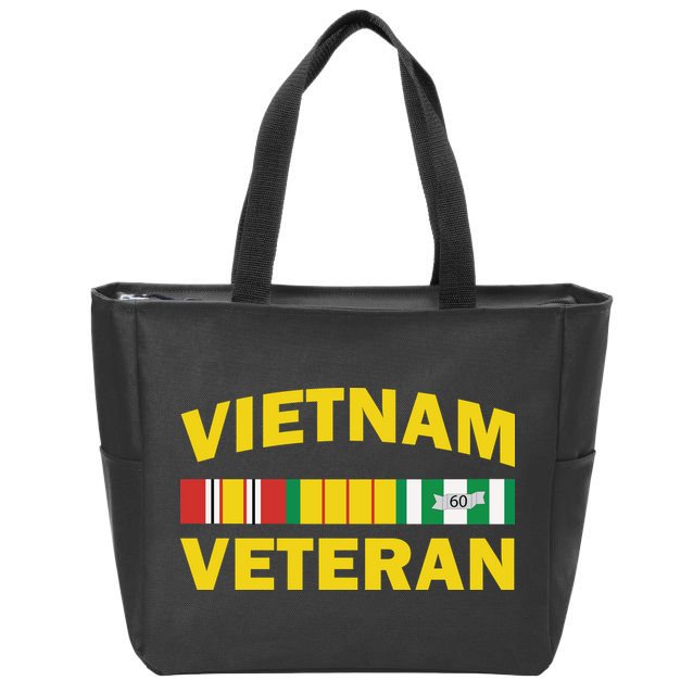Vietnam Veteran Flag Logo Zip Tote Bag