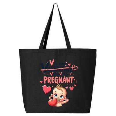 V Is For Very Pregnant Valentine Pregnancy Announcet Cool Gift 25L Jumbo Tote