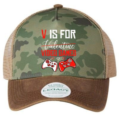V Is For Video Games Anti Valentine's Day Game Lover Gift Legacy Tie Dye Trucker Hat