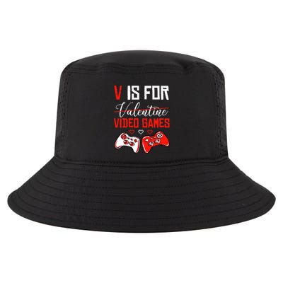 V Is For Video Games Anti Valentine's Day Game Lover Gift Cool Comfort Performance Bucket Hat