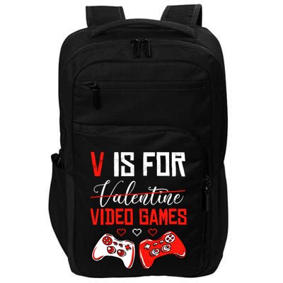 V Is For Video Games Anti Valentine's Day Game Lover Gift Impact Tech Backpack