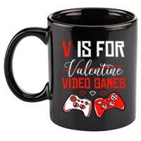 V Is For Video Games Anti Valentine's Day Game Lover Gift 11oz C Handle Ceramic Mug