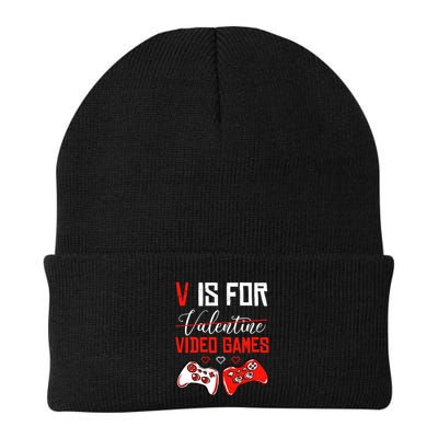 V Is For Video Games Anti Valentine's Day Game Lover Gift Beanie