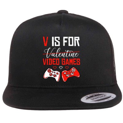 V Is For Video Games Anti Valentine's Day Game Lover Gift Flatbill Hat