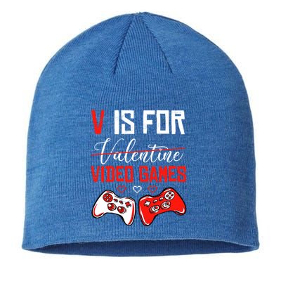 V Is For Video Games Anti Valentine's Day Game Lover Gift Sustainable Beanie