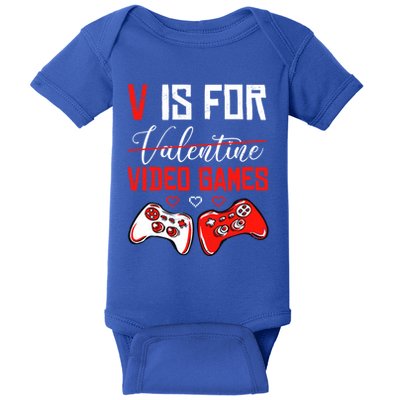 V Is For Video Games Anti Valentine's Day Game Lover Gift Baby Bodysuit