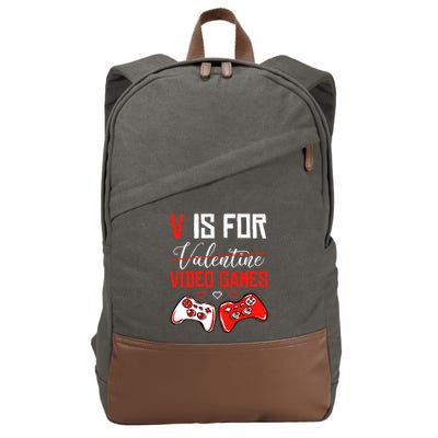 V Is For Video Games Anti Valentine's Day Game Lover Gift Cotton Canvas Backpack