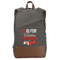 V Is For Video Games Anti Valentine's Day Game Lover Gift Cotton Canvas Backpack