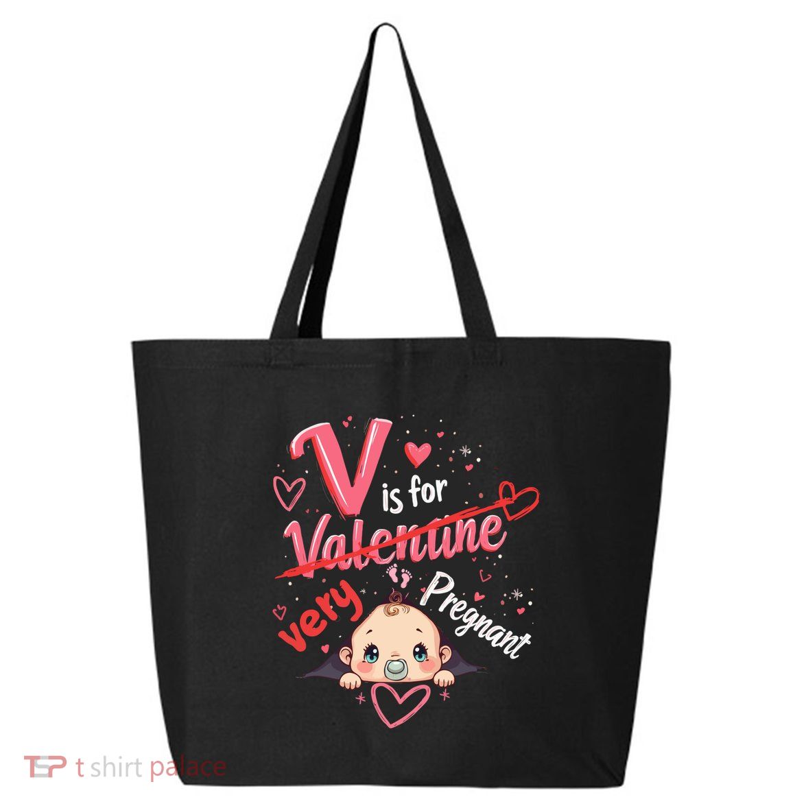 V Is For Very Pregnant Valentine Pregnancy Announcet Gift 25L Jumbo Tote