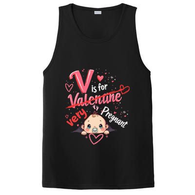 V Is For Very Pregnant Valentine Pregnancy Announcet Gift PosiCharge Competitor Tank