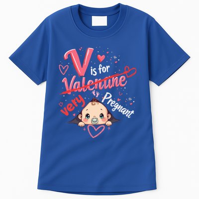 V Is For Very Pregnant Valentine Pregnancy Announcet Gift Tall T-Shirt
