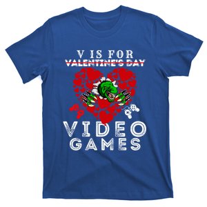 V Is For Video Games Valentines Day Dinosaurs Gift T-Shirt