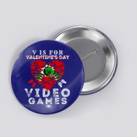 V Is For Video Games Valentines Day Dinosaurs Gift Button