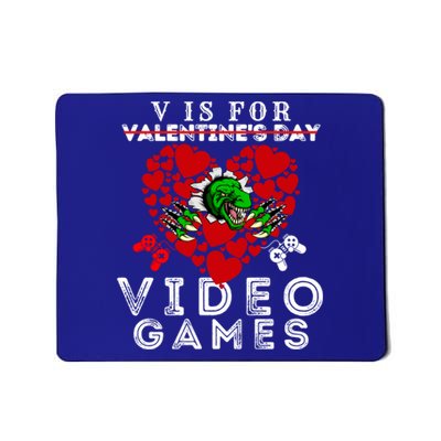 V Is For Video Games Valentines Day Dinosaurs Gift Mousepad