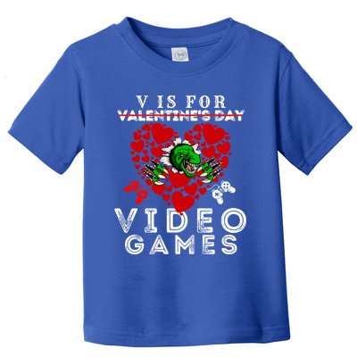 V Is For Video Games Valentines Day Dinosaurs Gift Toddler T-Shirt